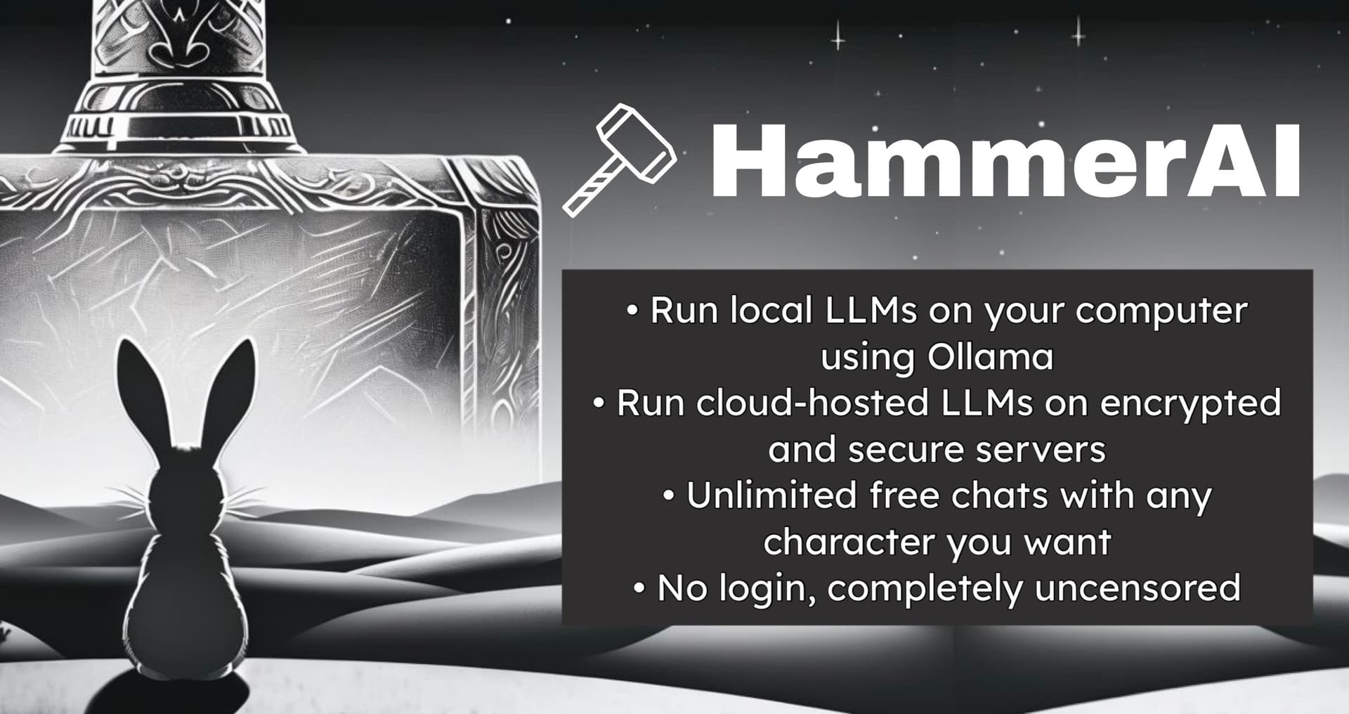 Hammer AI - Your free private and offline AI companion banner